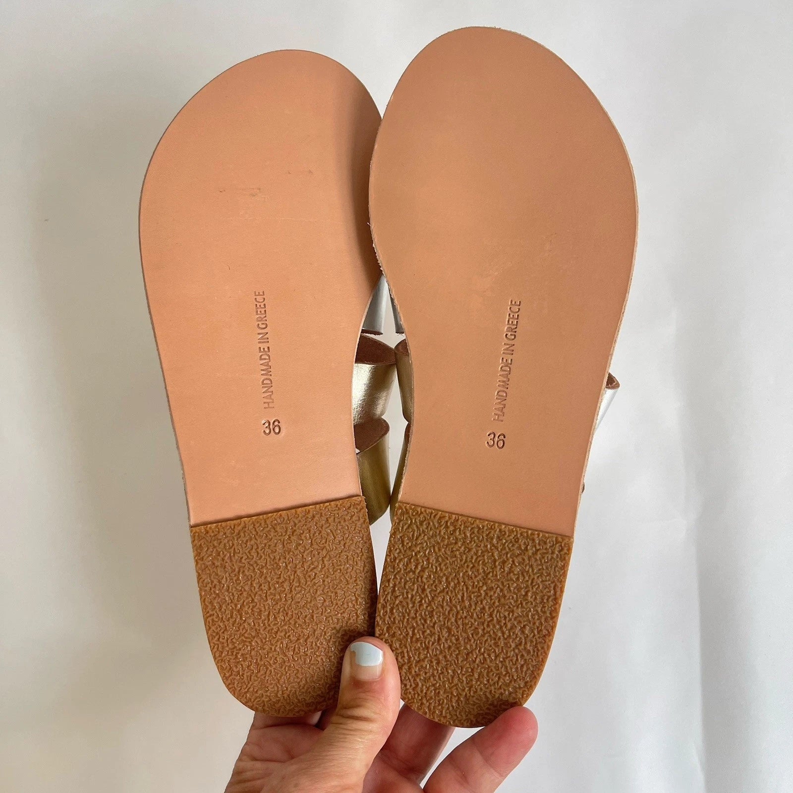 Ancient Greek Sandals Desmos Gold Silver Metallic Leather Slides 36 / US 5