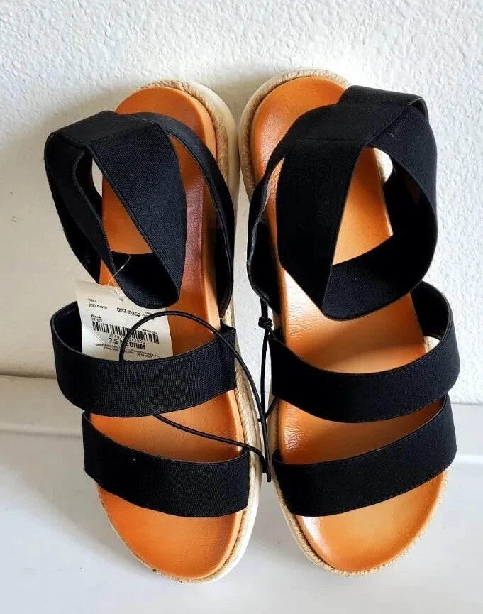 a.n.a Foster Strap Slide.Women's Sandals, Black / Tan, SZ 7.5 M NWB