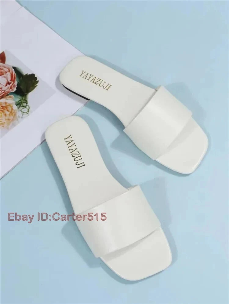 Fashion Single Band Slide Sandals Slipper Summer New Sandy Beach Flat Shoes