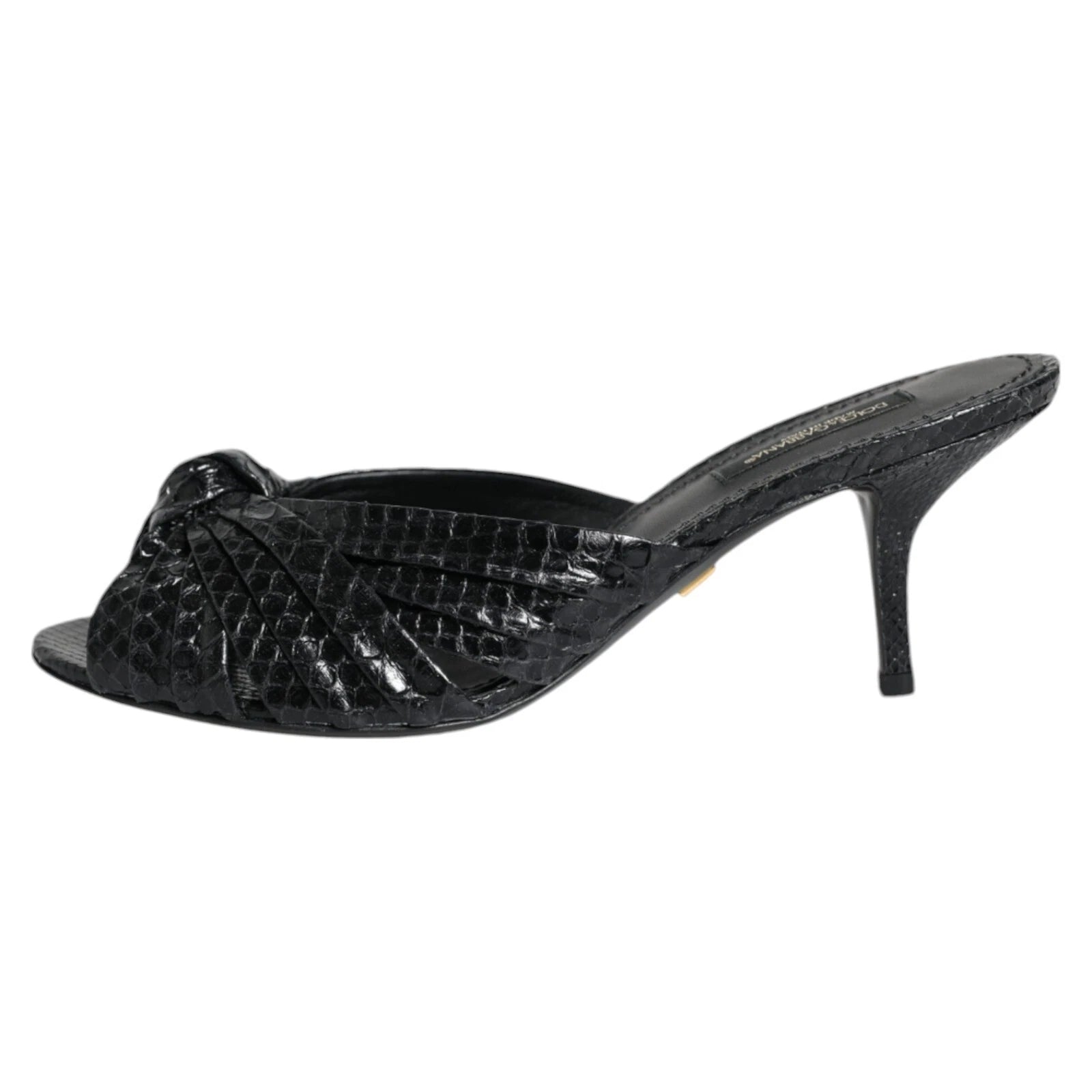 DOLCE & GABBANA Shoes Black Leather Heels Slides Sandals EU36.5 / US6 1200usd