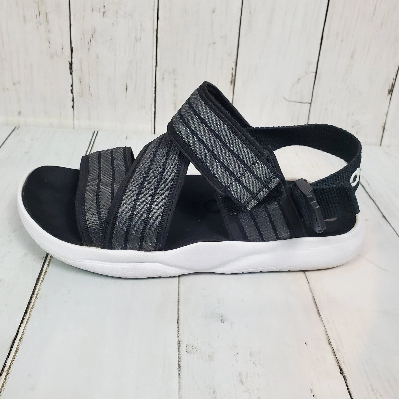 Adidas 90s Style Sandal Slides Women's Size 7 Black White Comfy Straps Stretch