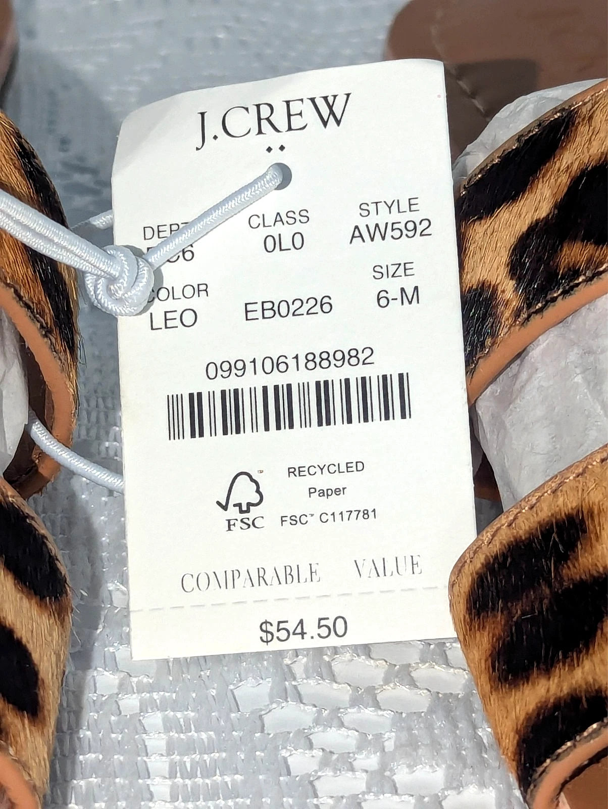 J.Crew Womens Brown Tan Leopard Print Calf-Hair Beachside Slide Sandals Size 6M