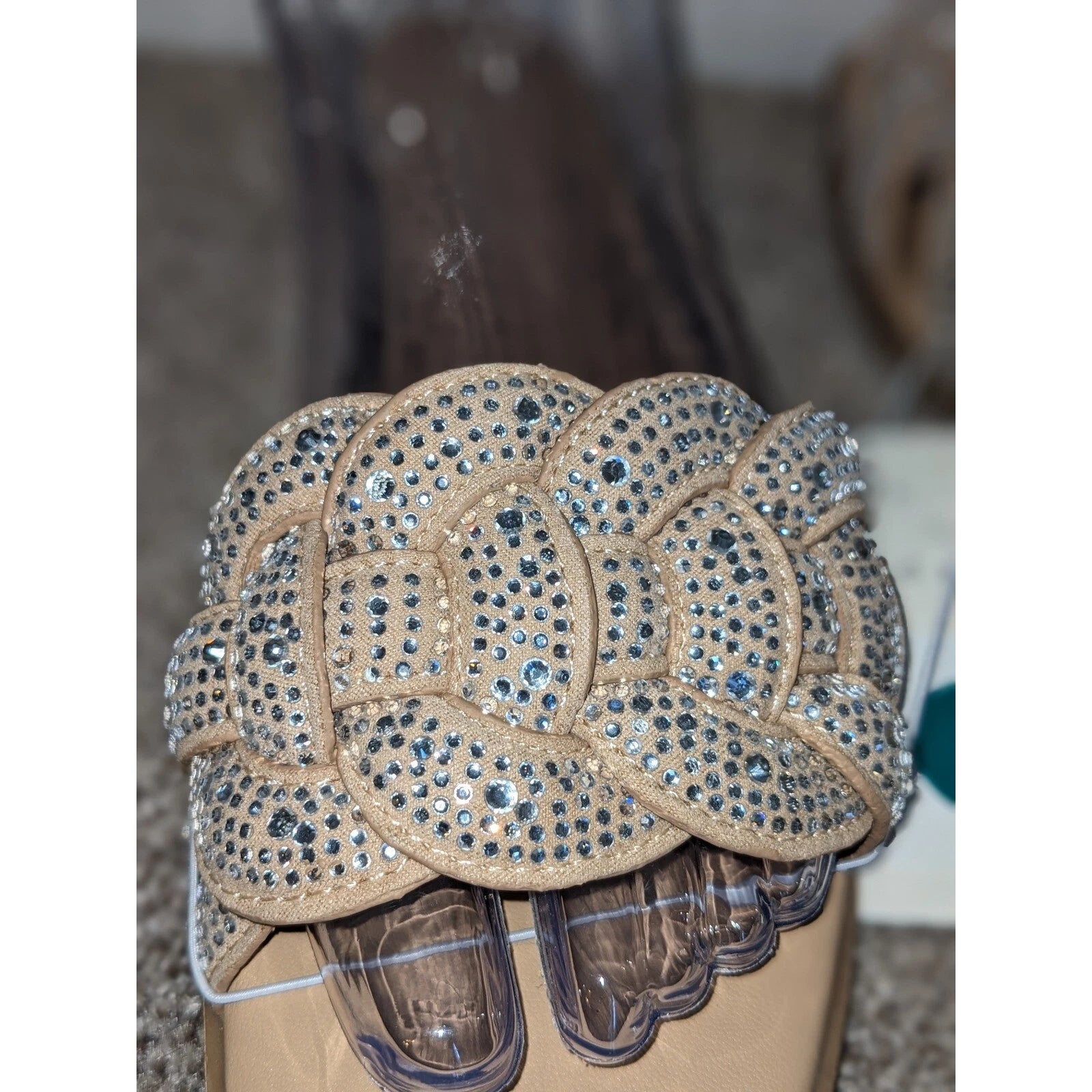 A New Day Rhinestone Braided Slide Sandals Sparkly Flats Size 9 NWT