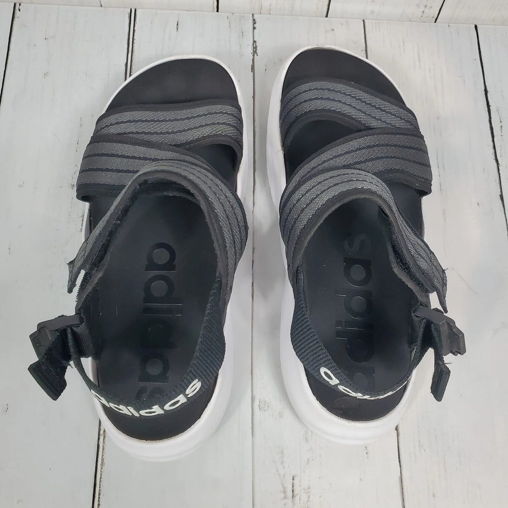 Adidas 90s Style Sandal Slides Women's Size 7 Black White Comfy Straps Stretch