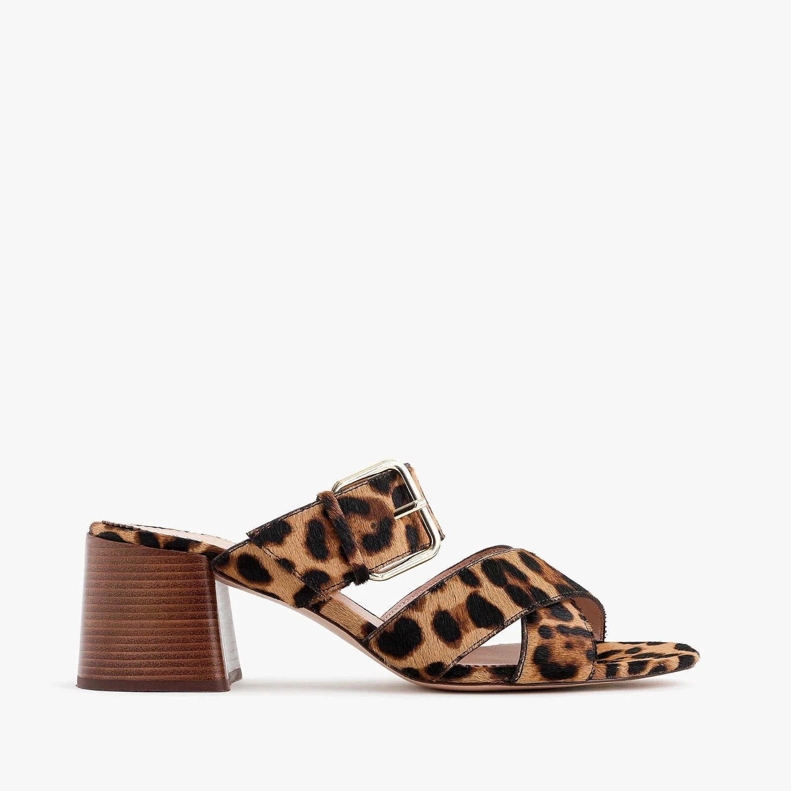 J.CREW Penny Slide Sandals in Leopard Calf Hair in Rich Mahogany Size 5 $198 New