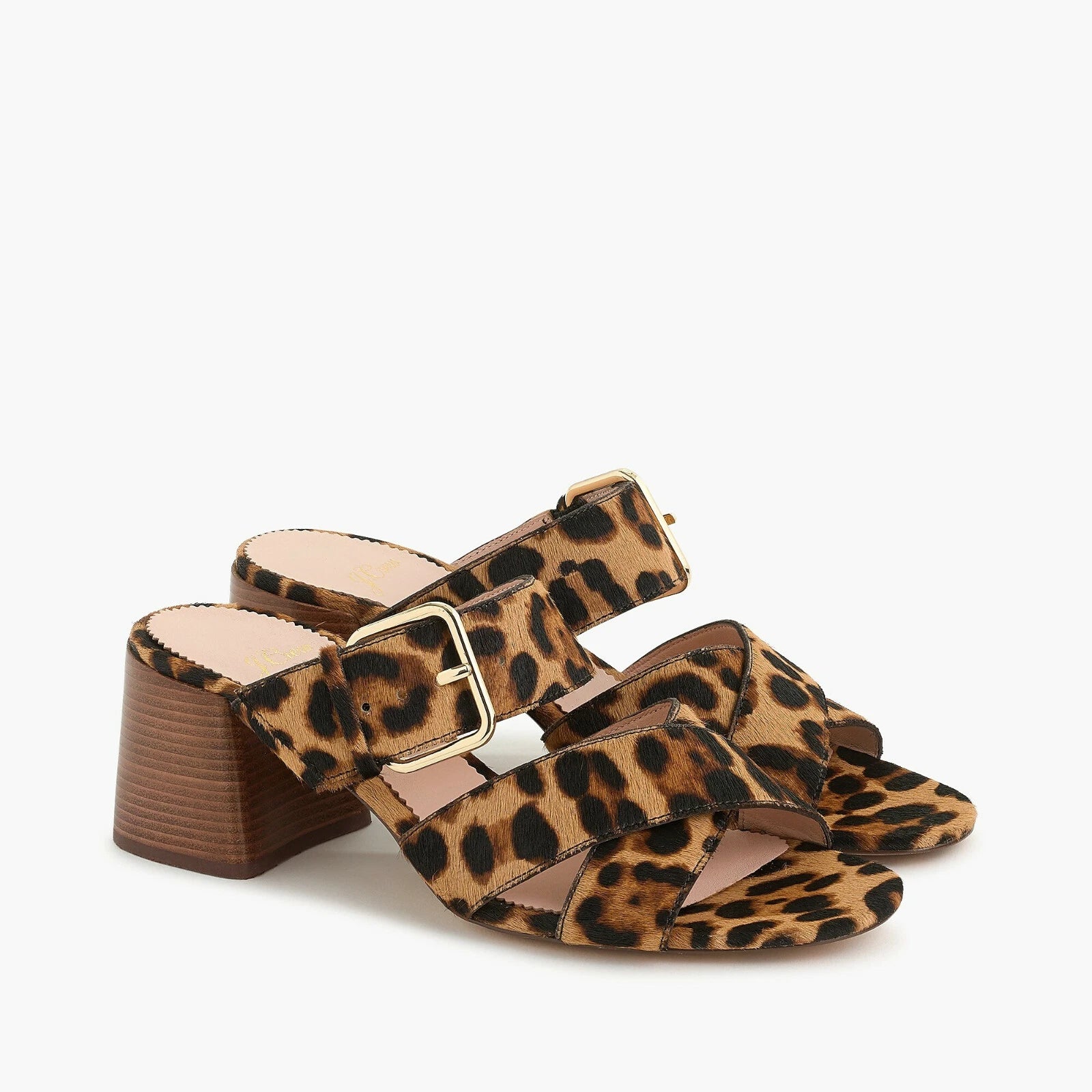 J.CREW Penny Slide Sandals in Leopard Calf Hair in Rich Mahogany Size 5 $198 New