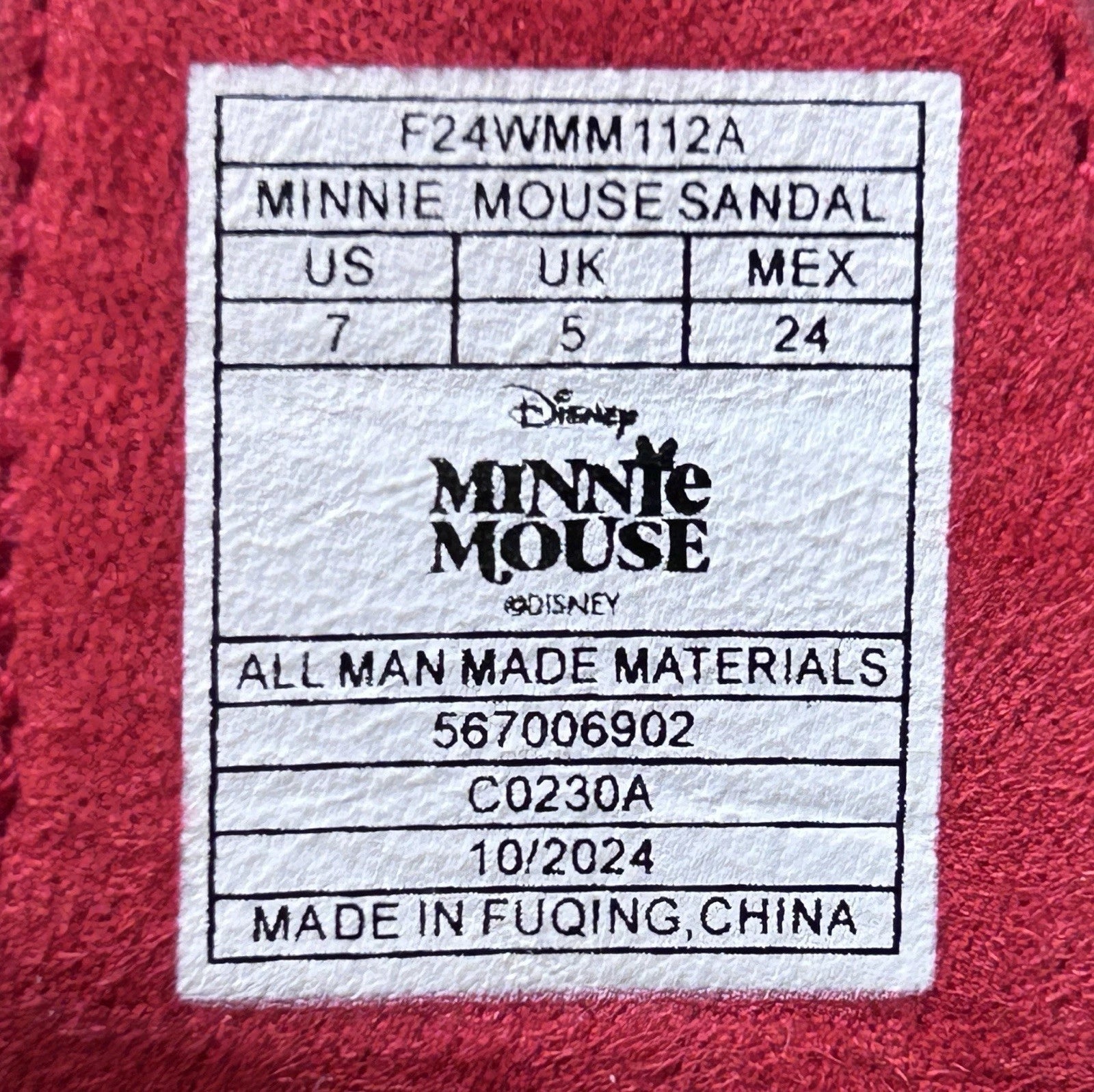 Disney Minnie Mouse Red/White Fashion Buckle Sandals Womens Size 7 Polka Dot