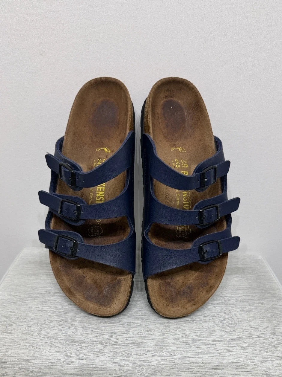 Birkenstock FLORIDA 3 Multi-strap Sandal BLUE Soft Footbed NWOT Size 38 W7 M5
