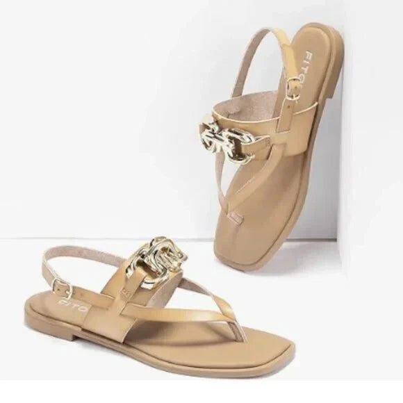 FITORY Womens Flat Adjustable Strap Sandals With Casual Fashion Slides