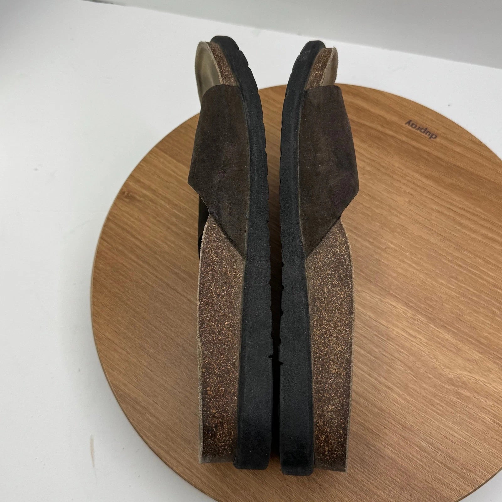 Woolrich Suede Leather Slides Sandals Comfort Corkcore Footbed Women Size 6.5