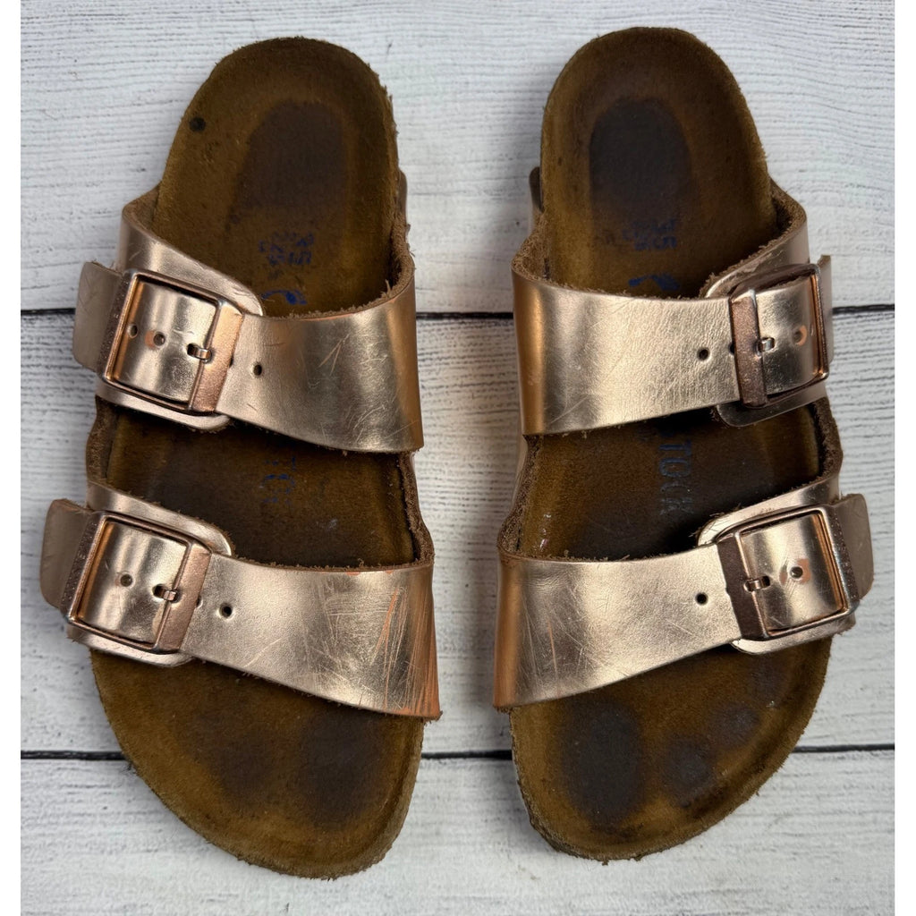 Birkenstock Arizona Rose Gold Metallic Leather Sandals EU 35 US 4-4.5 Women's