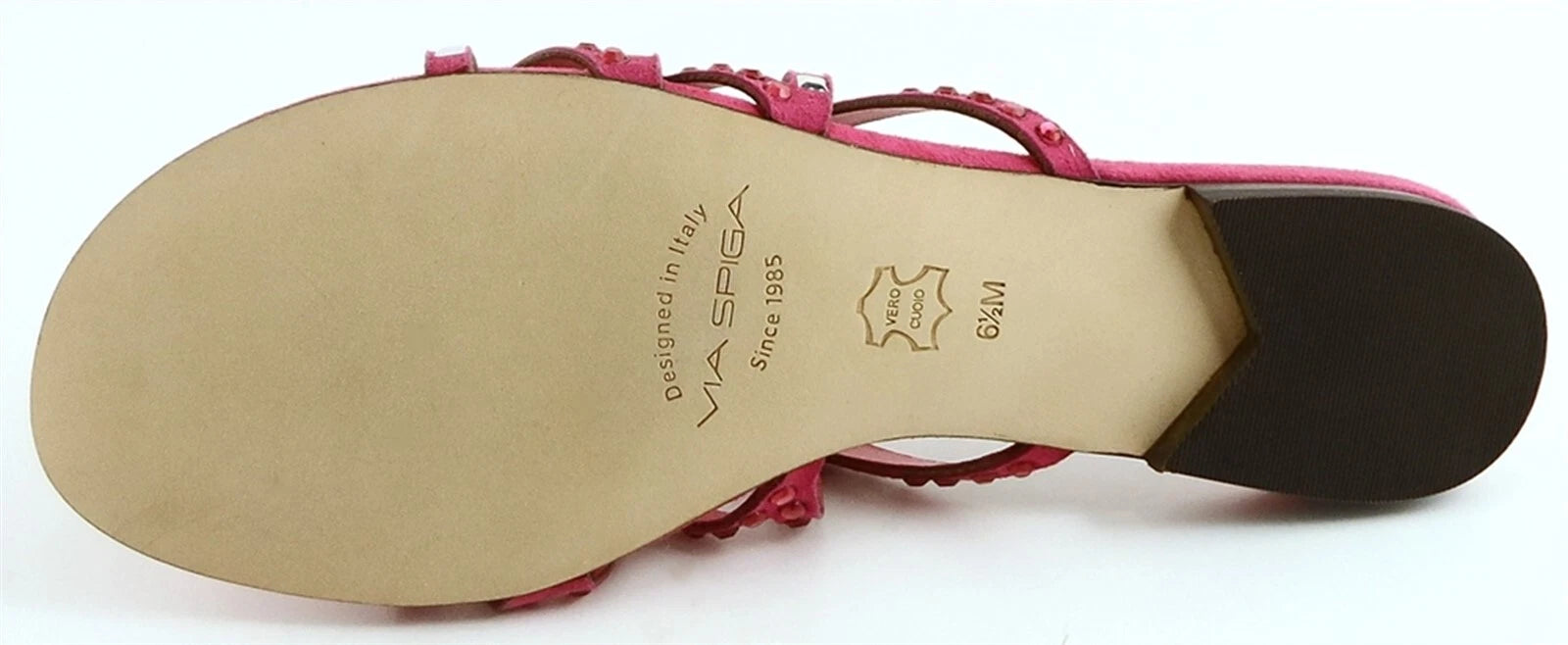 $155 VIA SPIGA DUSTIN Fuschia Suede Jeweled Designer Fashion Thongs Sandals 6.5