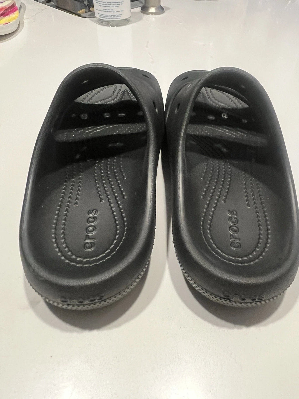 Crocs Unisex Classic Two-Strap Slide Sandals Black Women 7 Mens 5 Black Outdooor