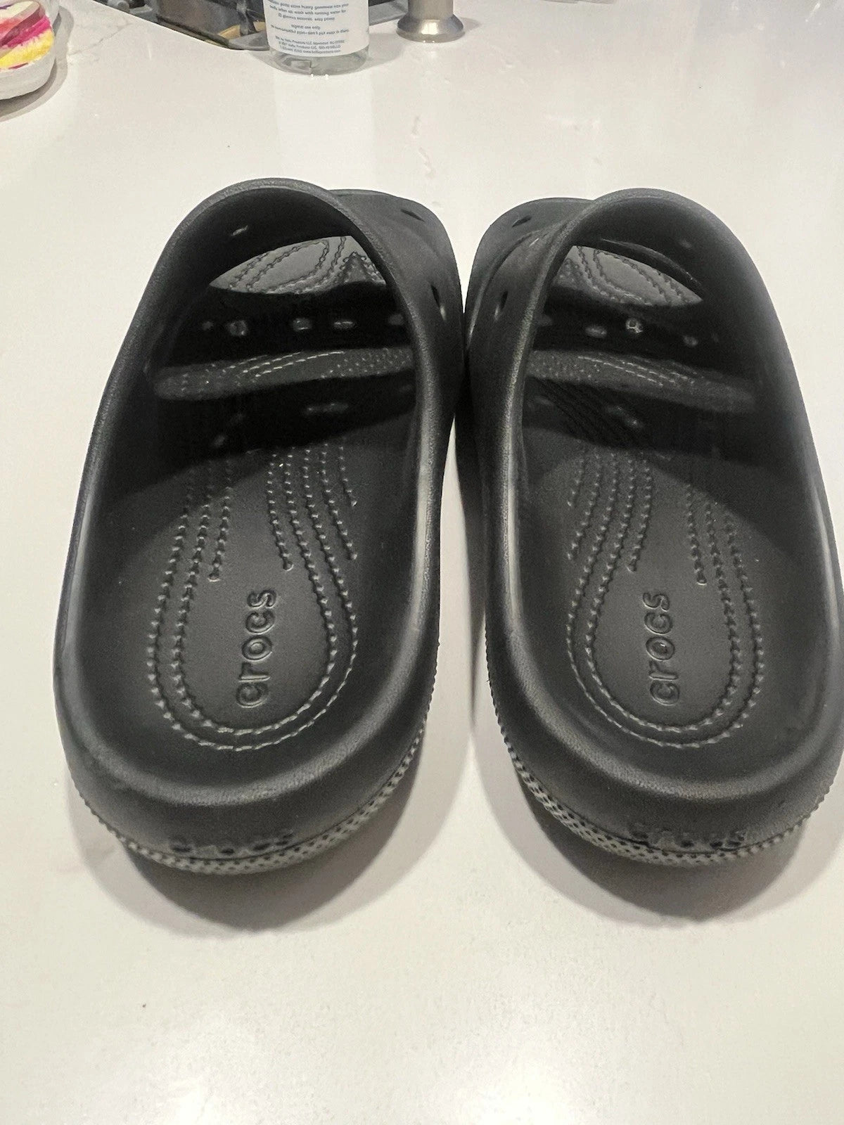 Crocs Unisex Classic Two-Strap Slide Sandals Black Women 7 Mens 5 Black Outdooor