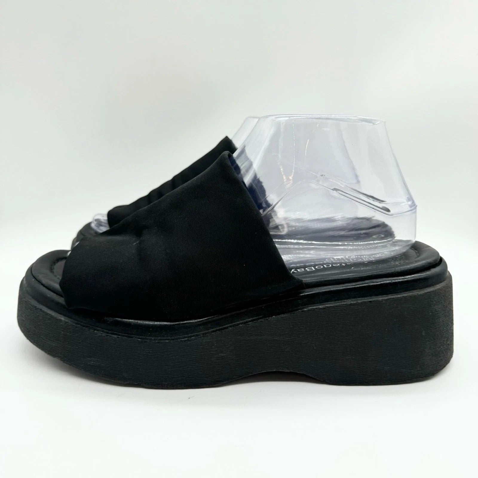 90’s Retro Style Elastic Strap Platform Slides x Montego Bay Club Black Size 9.5