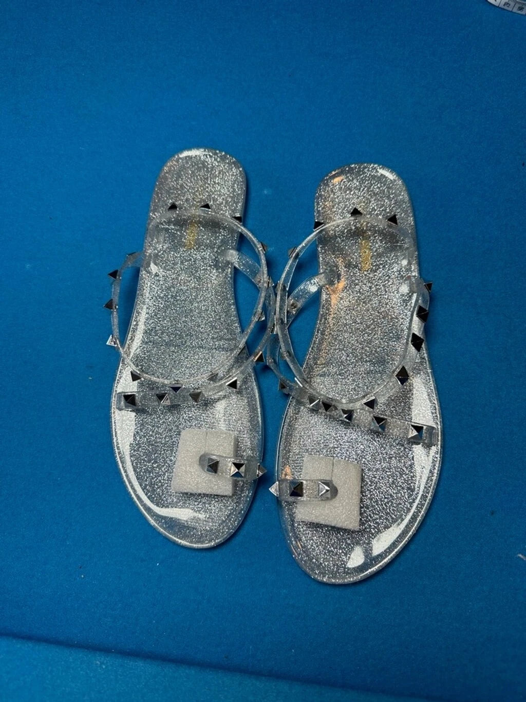 Fashion Nova Jelly Sandals, Size 9 Silver
