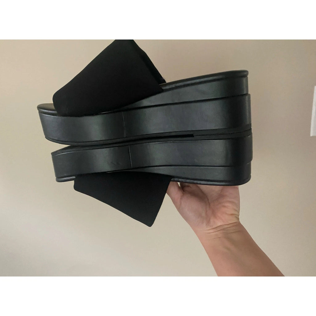EUC Steve Madden “Bendable” / “Slinky” Style Platform Slides Black Size 8