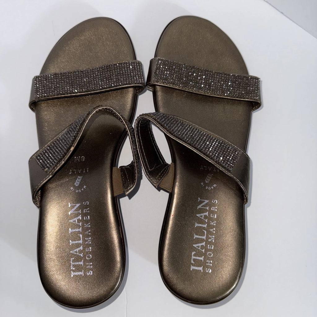 Italian Shoemakers Brown Sandals Slide-Style Comfort Sz 8
