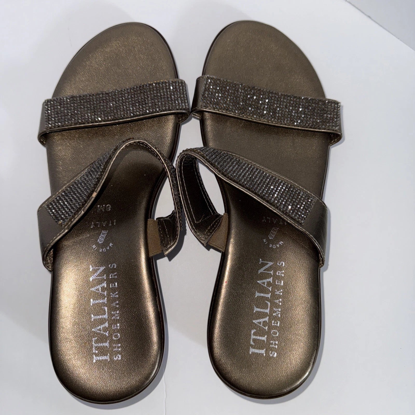 Italian Shoemakers Brown Sandals Slide-Style Comfort Sz 8