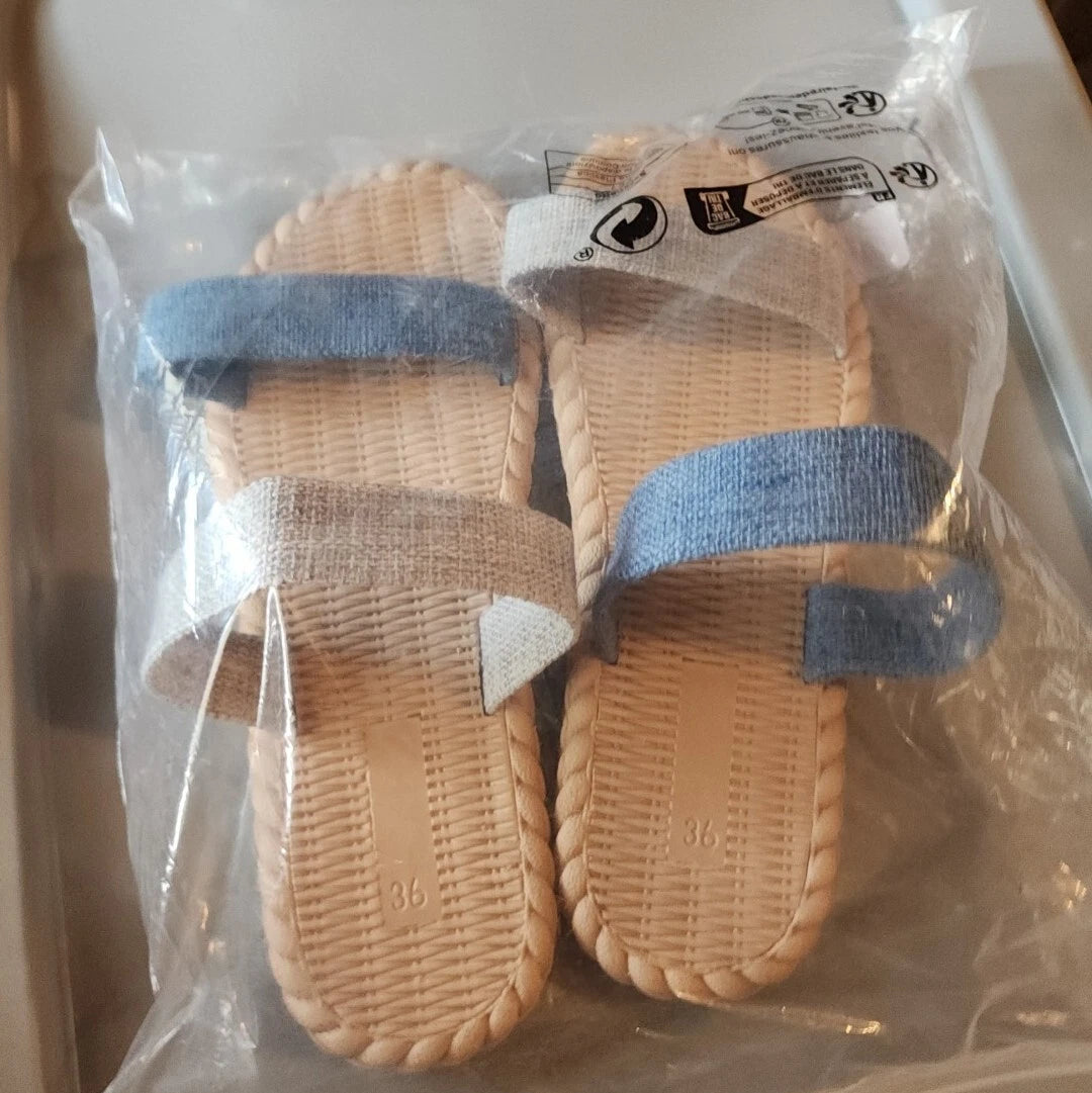 Multicolor Vacation Style Slides Women's Color Block...Two Tone Knit Detail