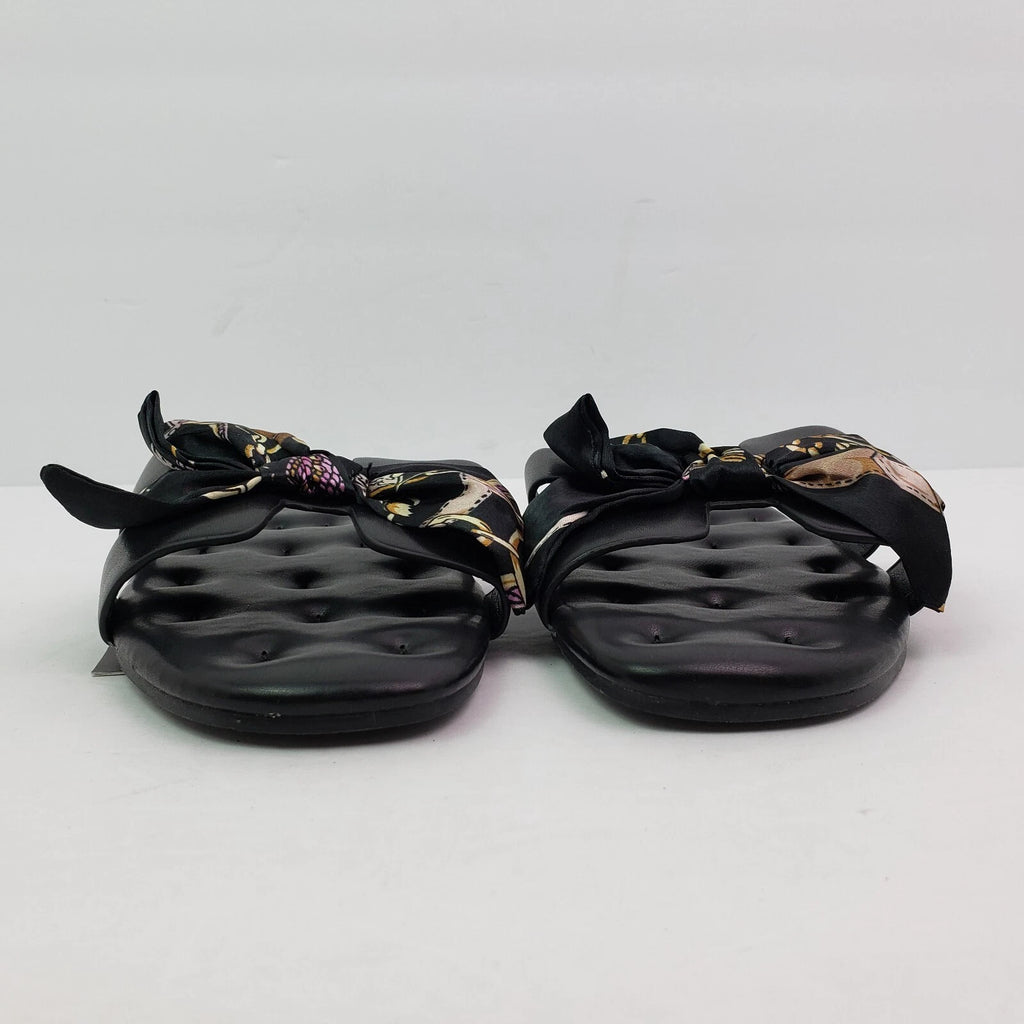 Musshoe Womens Size 9 Black Ribbon Bow Fashion Slip On Slide Sandals