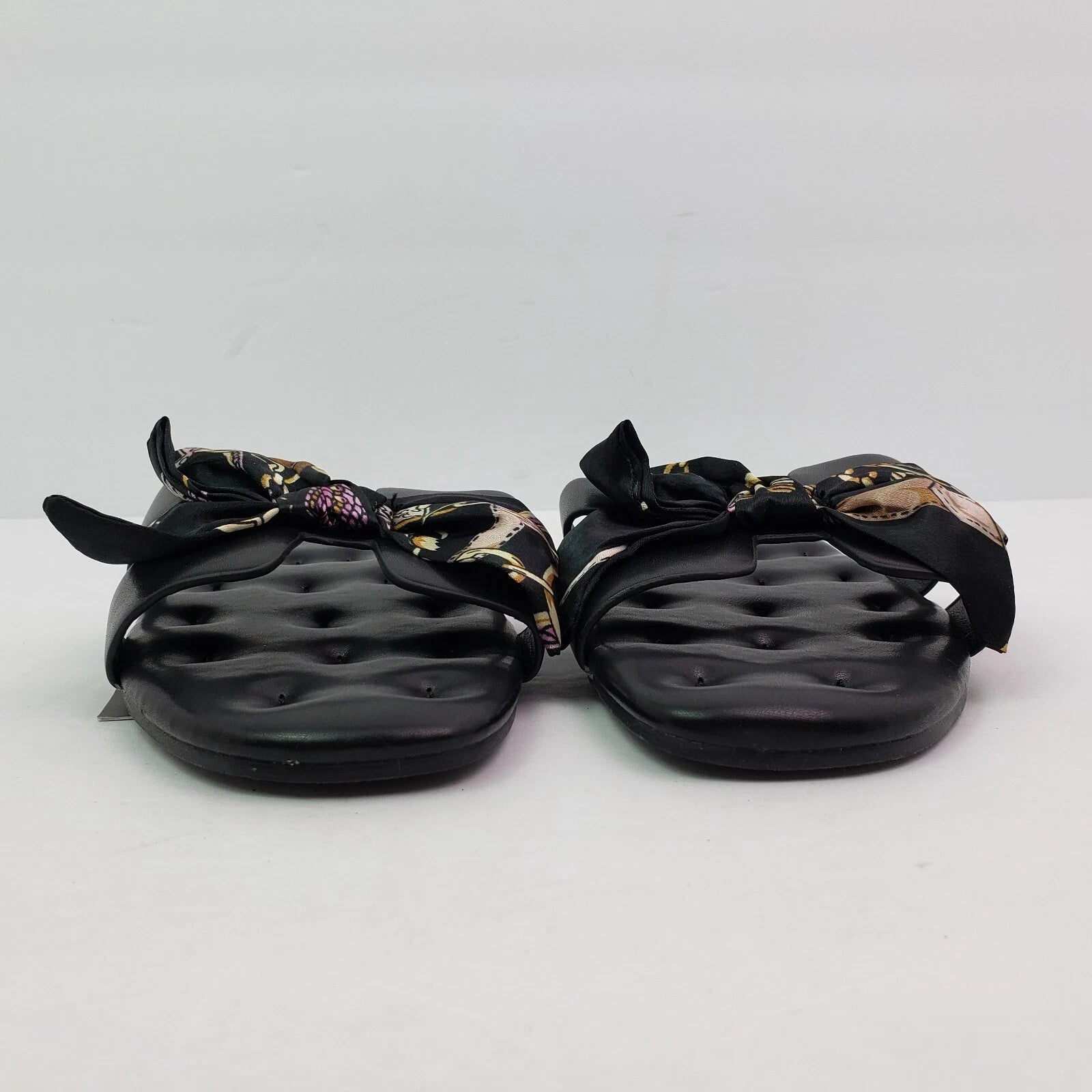 Musshoe Womens Size 9 Black Ribbon Bow Fashion Slip On Slide Sandals