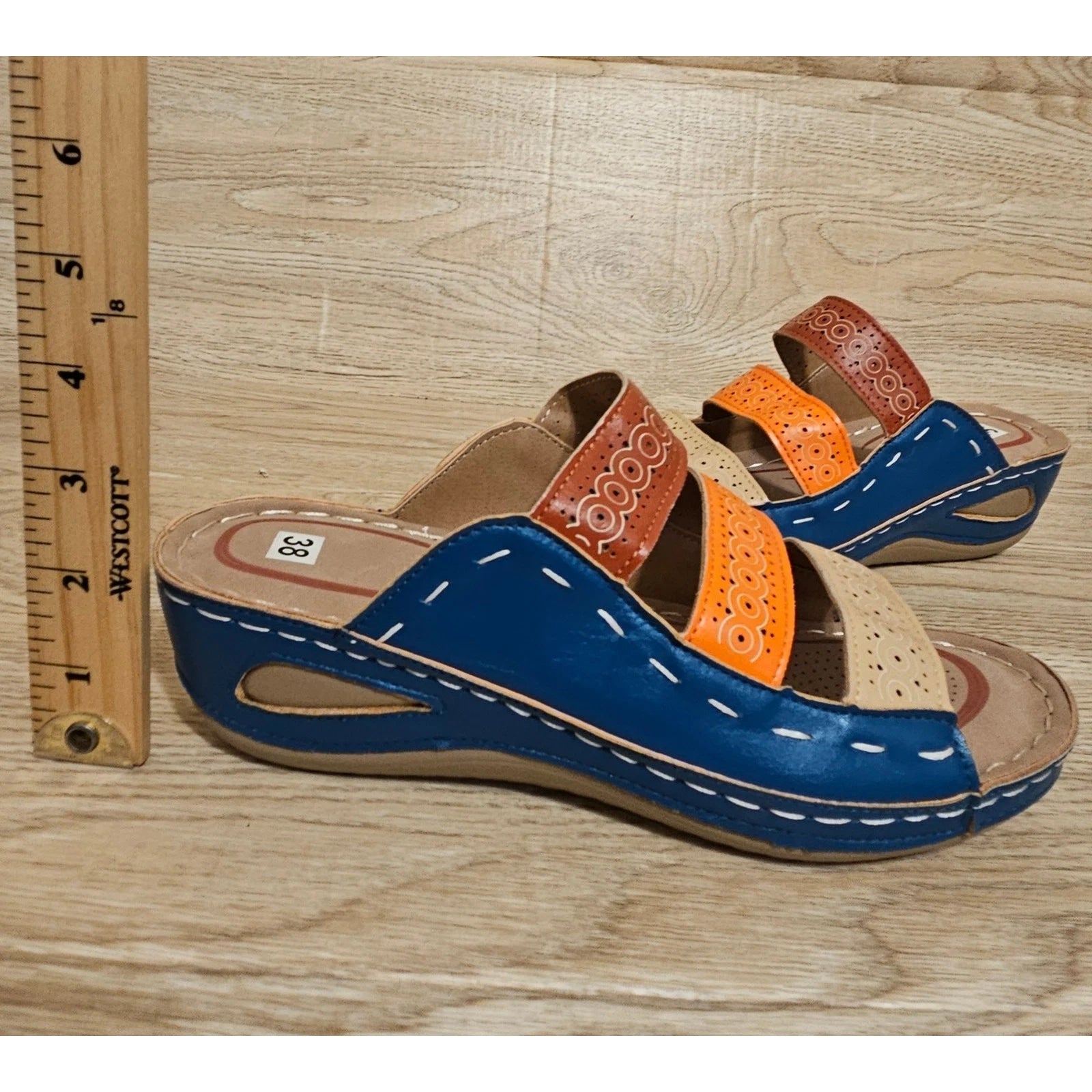 Colorblock Wedge Slide Sandals Fashion Summer Sandals Womens Size US 7 (EUR 38)