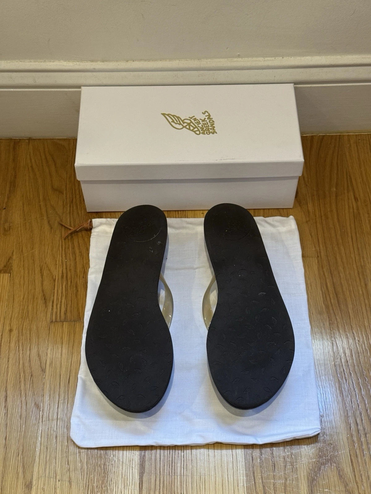 Ancient Greek Sandals Saionara Jelly/Leather Flip-Flops, Clear Straps, EU 41
