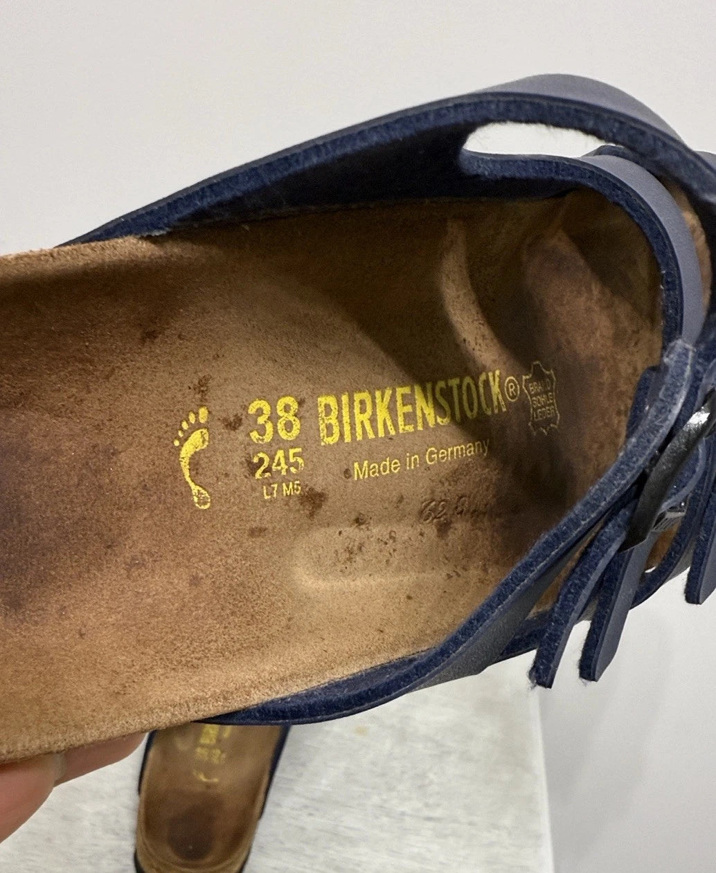 Birkenstock FLORIDA 3 Multi-strap Sandal BLUE Soft Footbed NWOT Size 38 W7 M5
