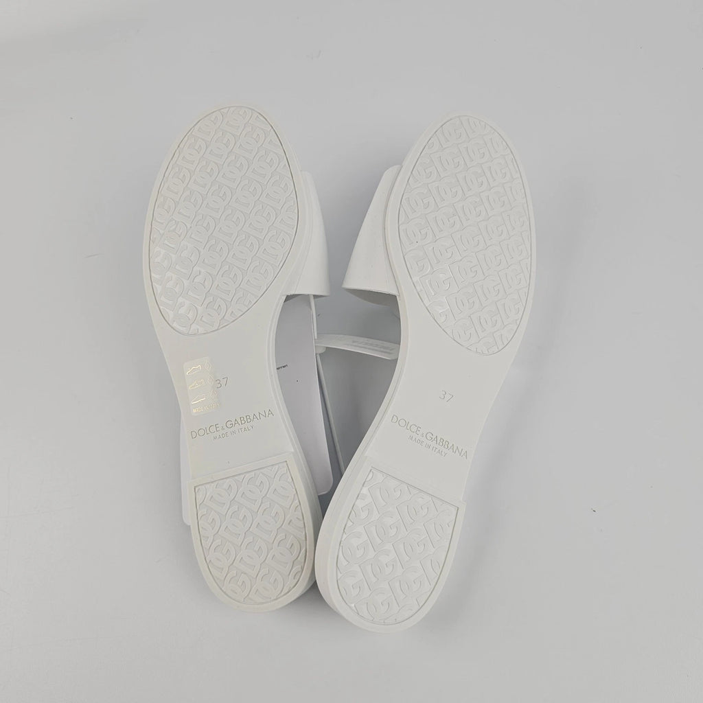 DOLCE&GABBANA Bianca White Slide Sandals New