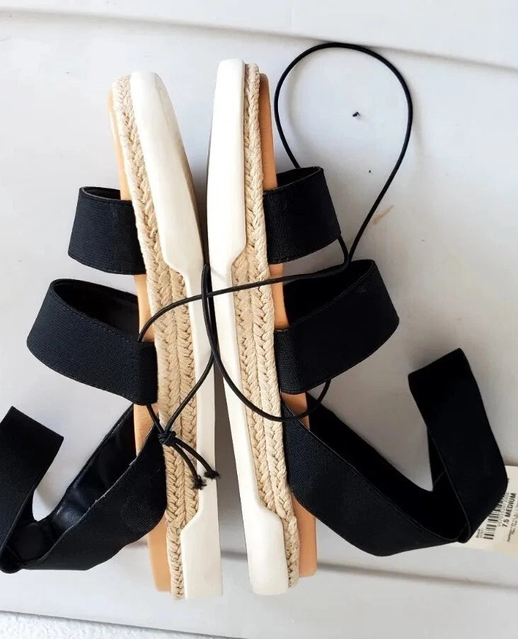 a.n.a Foster Strap Slide.Women's Sandals, Black / Tan, SZ 7.5 M NWB