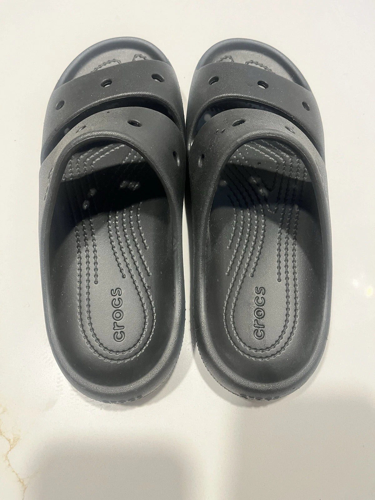 Crocs Unisex Classic Two-Strap Slide Sandals Black Women 7 Mens 5 Black Outdooor