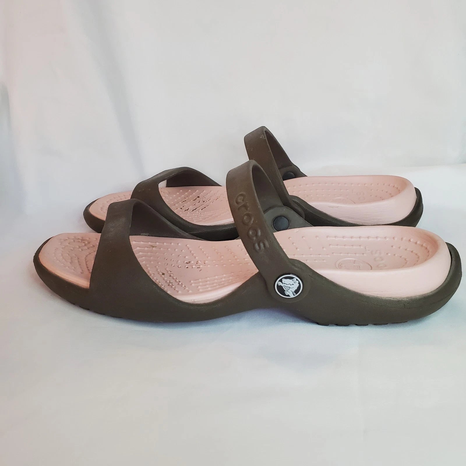 Crocs Cleo Women's Size 9 Shoes Brown Pink Slides Comfort Flip Flop Sandals