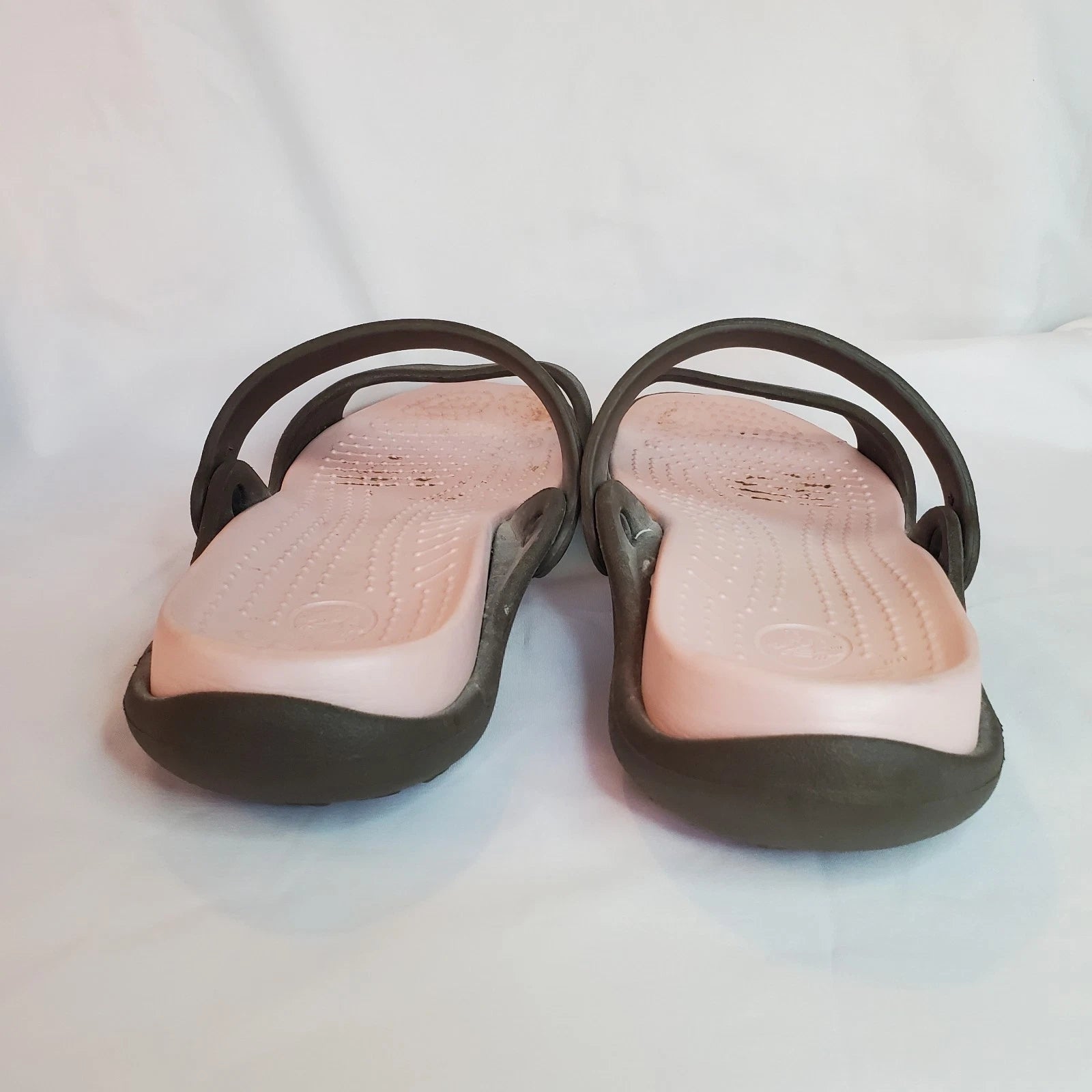 Crocs Cleo Women's Size 9 Shoes Brown Pink Slides Comfort Flip Flop Sandals