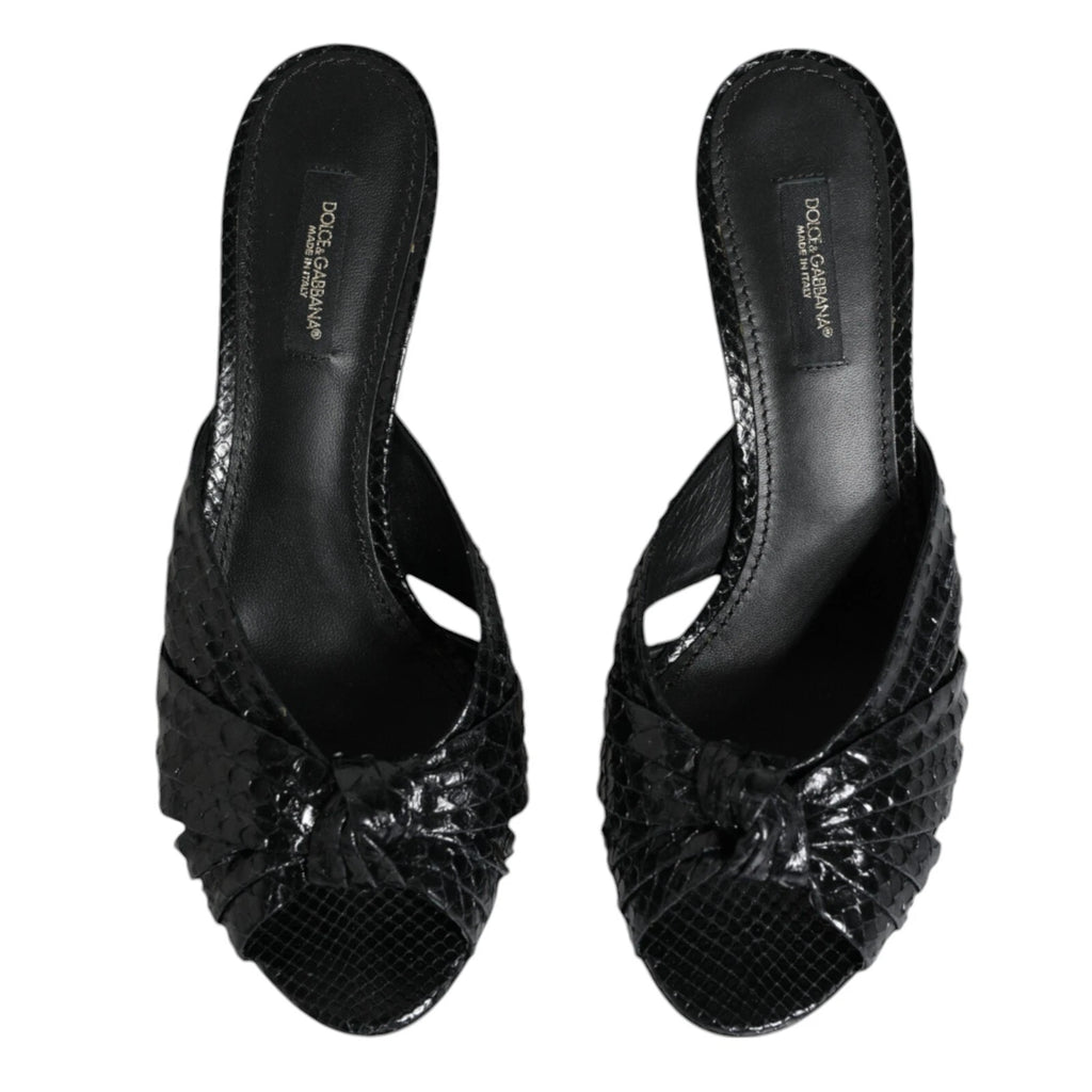 DOLCE & GABBANA Shoes Black Leather Heels Slides Sandals EU36.5 / US6 1200usd