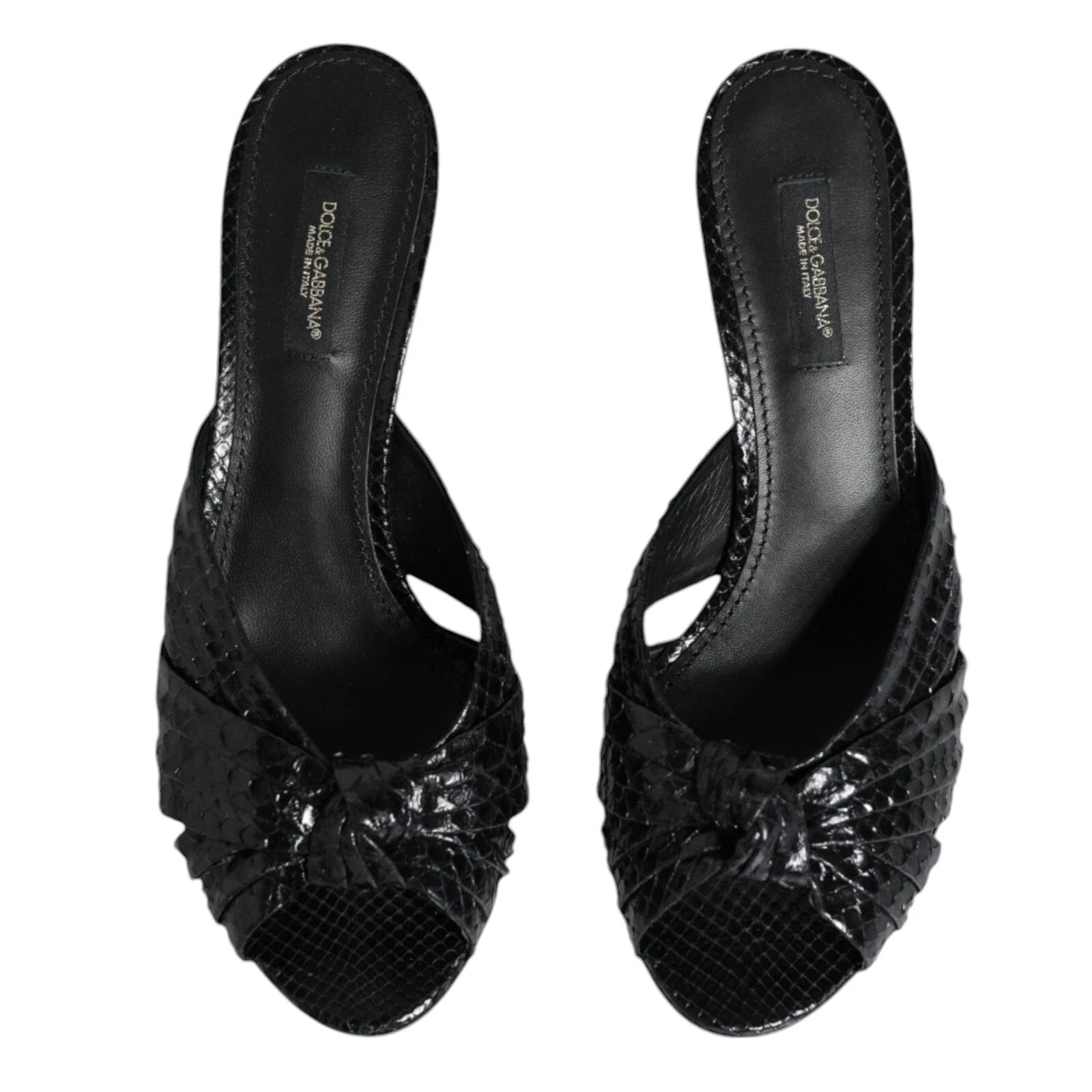 DOLCE & GABBANA Shoes Black Leather Heels Slides Sandals EU36.5 / US6 1200usd