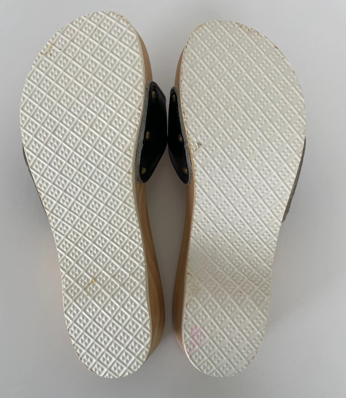 Dr. Scholl's The Original Wooden Sandals Slides Black Leather Size 6 Italy New