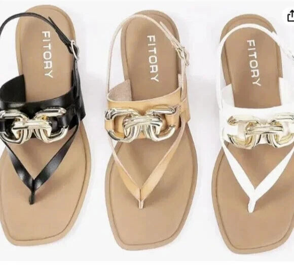 FITORY Womens Flat Adjustable Strap Sandals With Casual Fashion Slides