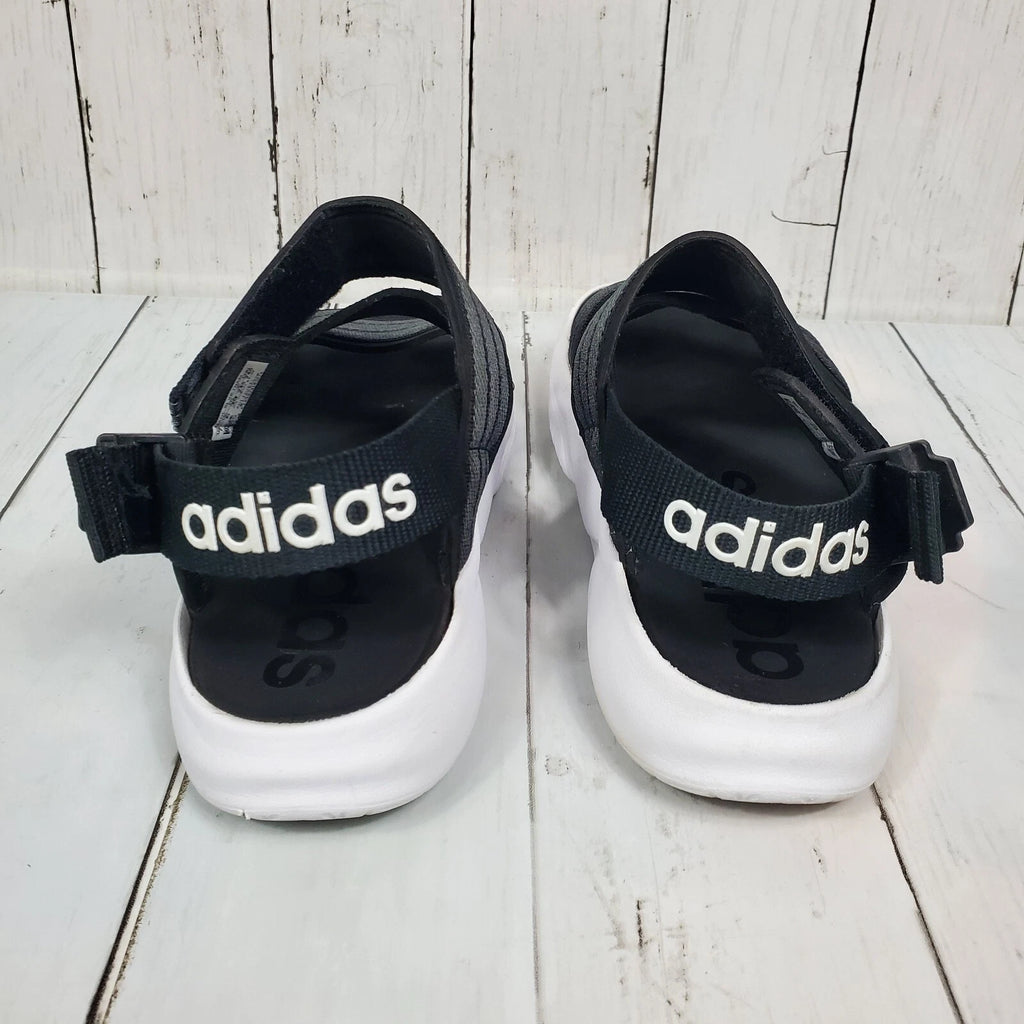 Adidas 90s Style Sandal Slides Women's Size 7 Black White Comfy Straps Stretch