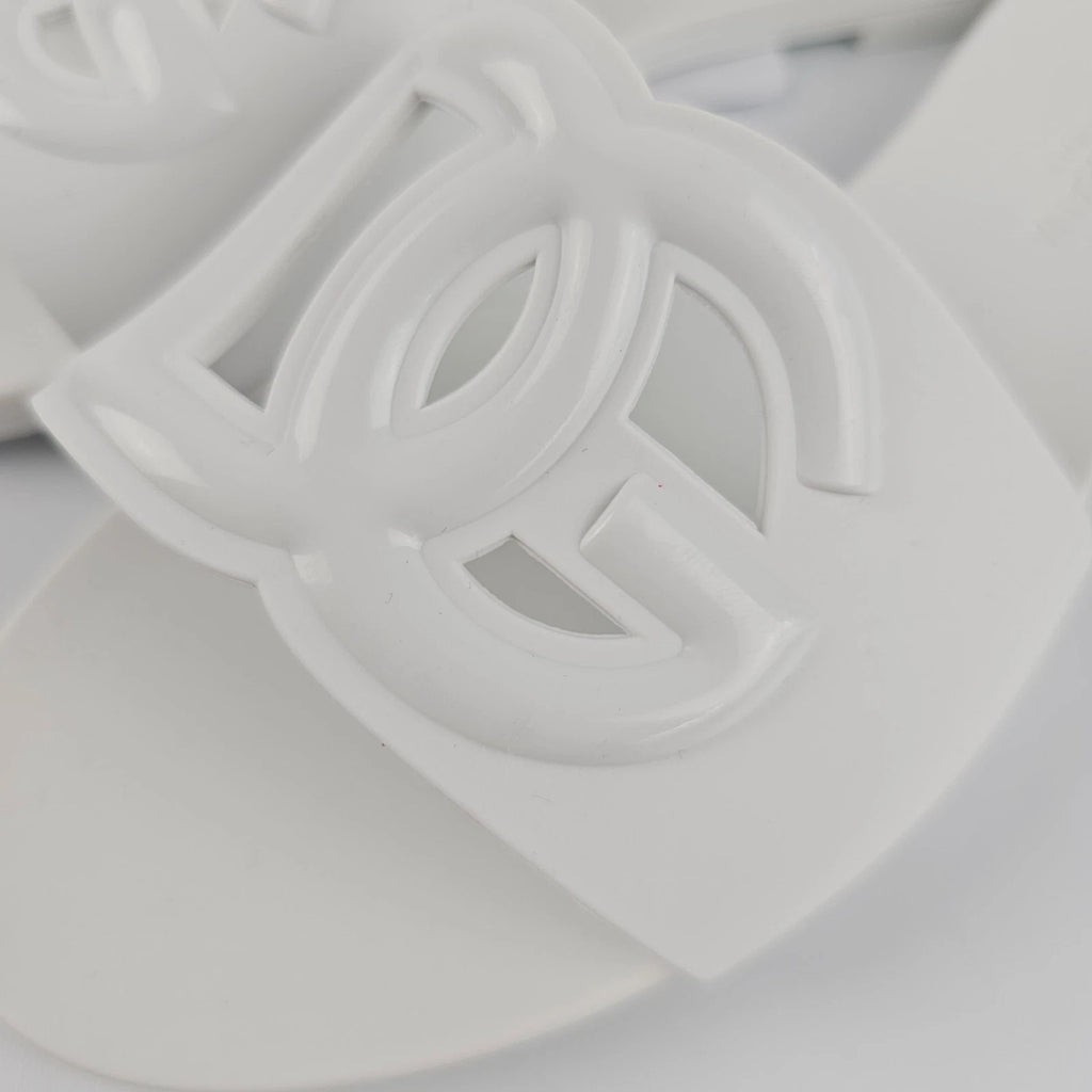 DOLCE&GABBANA Bianca White Slide Sandals New