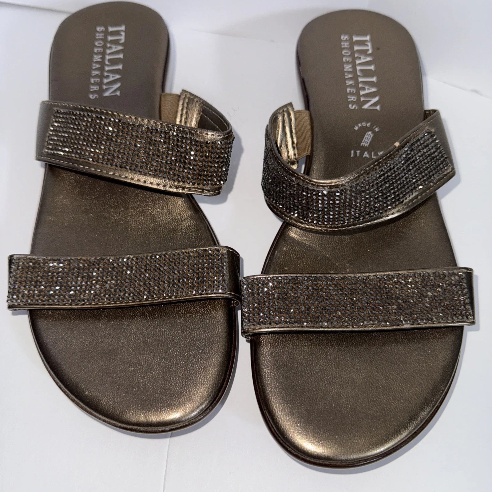 Italian Shoemakers Brown Sandals Slide-Style Comfort Sz 8