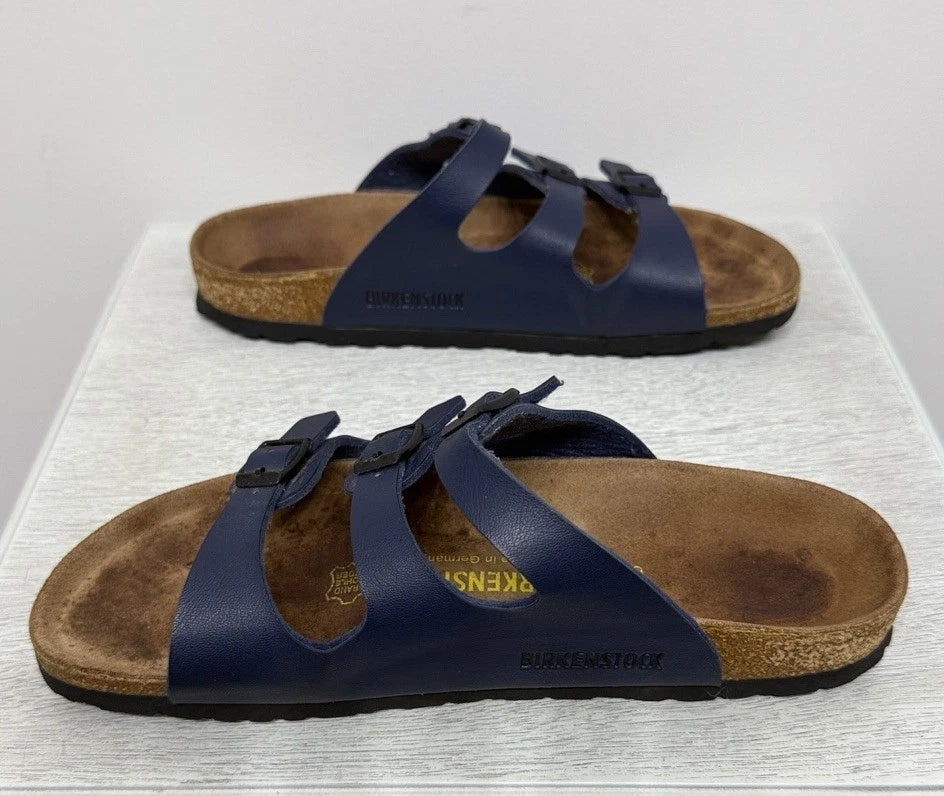 Birkenstock FLORIDA 3 Multi-strap Sandal BLUE Soft Footbed NWOT Size 38 W7 M5