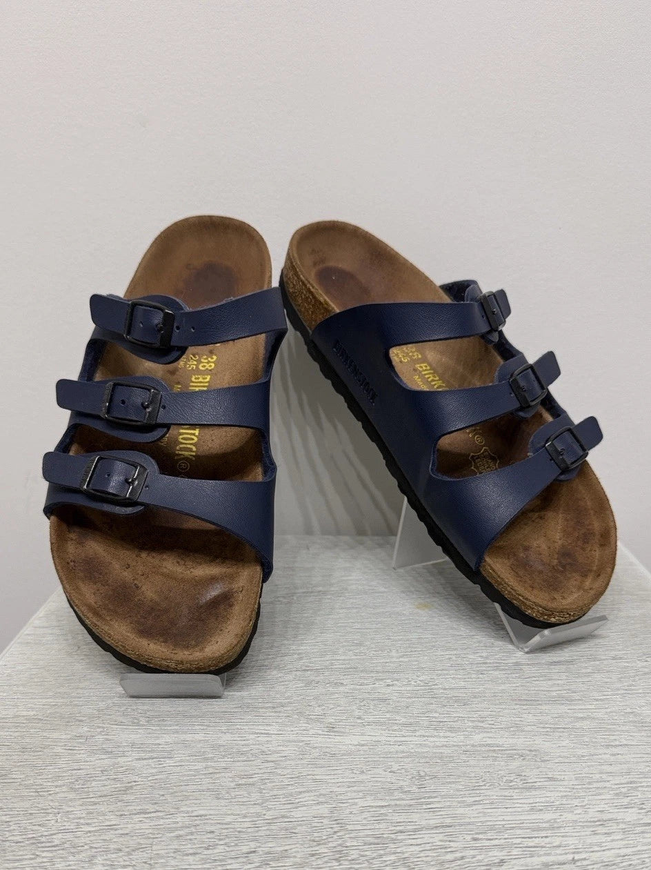 Birkenstock FLORIDA 3 Multi-strap Sandal BLUE Soft Footbed NWOT Size 38 W7 M5