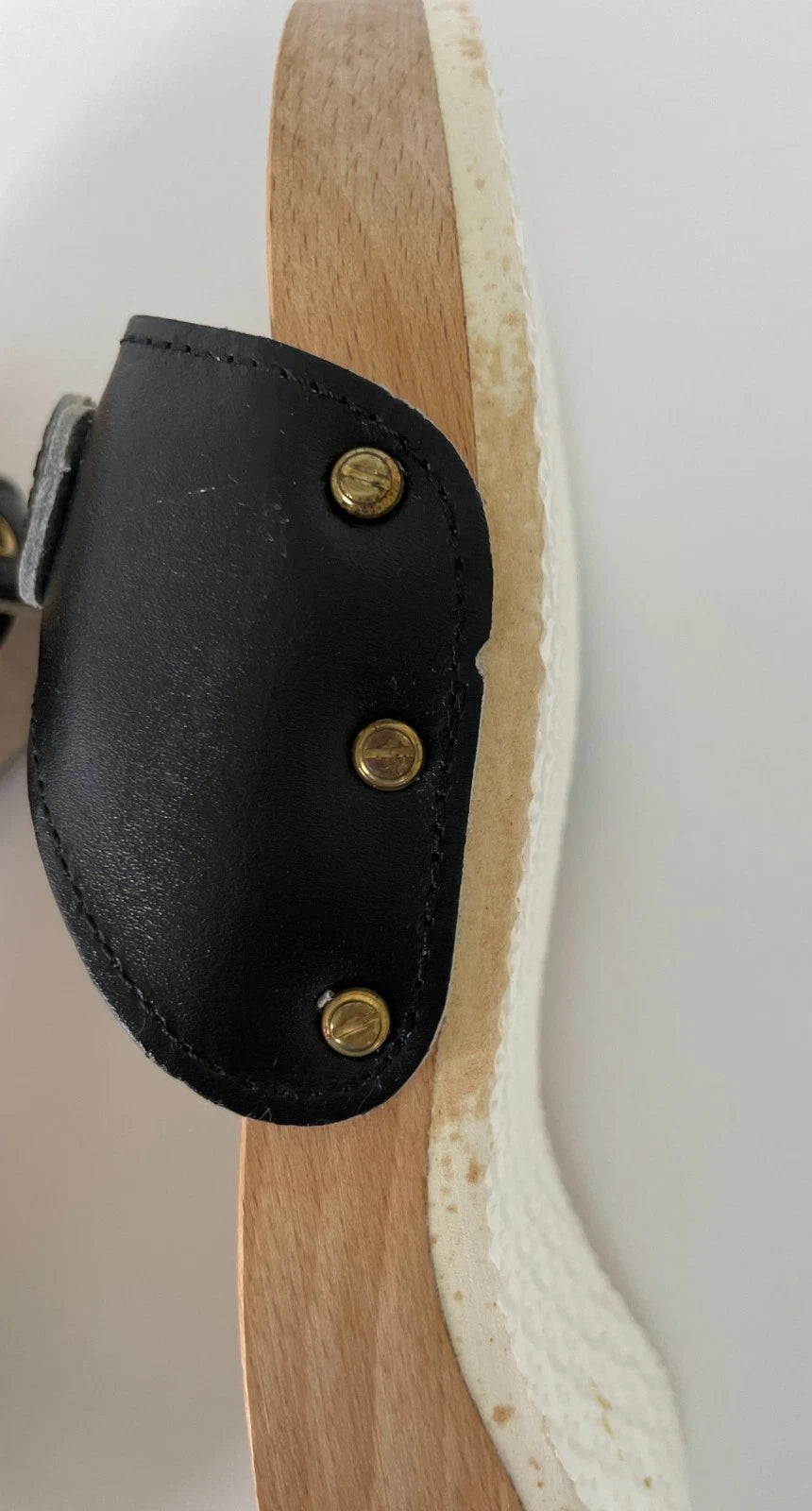 Dr. Scholl's The Original Wooden Sandals Slides Black Leather Size 6 Italy New