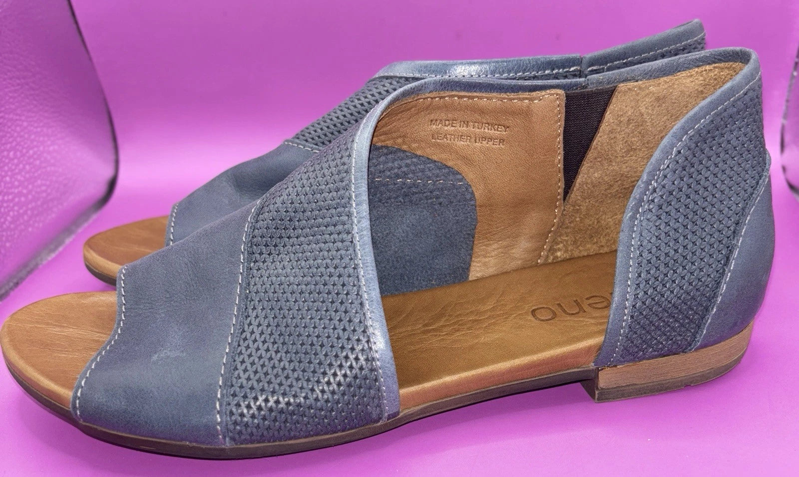 Bueno Tahiti Blue Soft Leather Open Toe Sandals WMS Sz 11/42 Comfort EUC (0421)