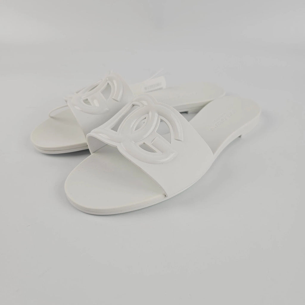 DOLCE&GABBANA Bianca White Slide Sandals New