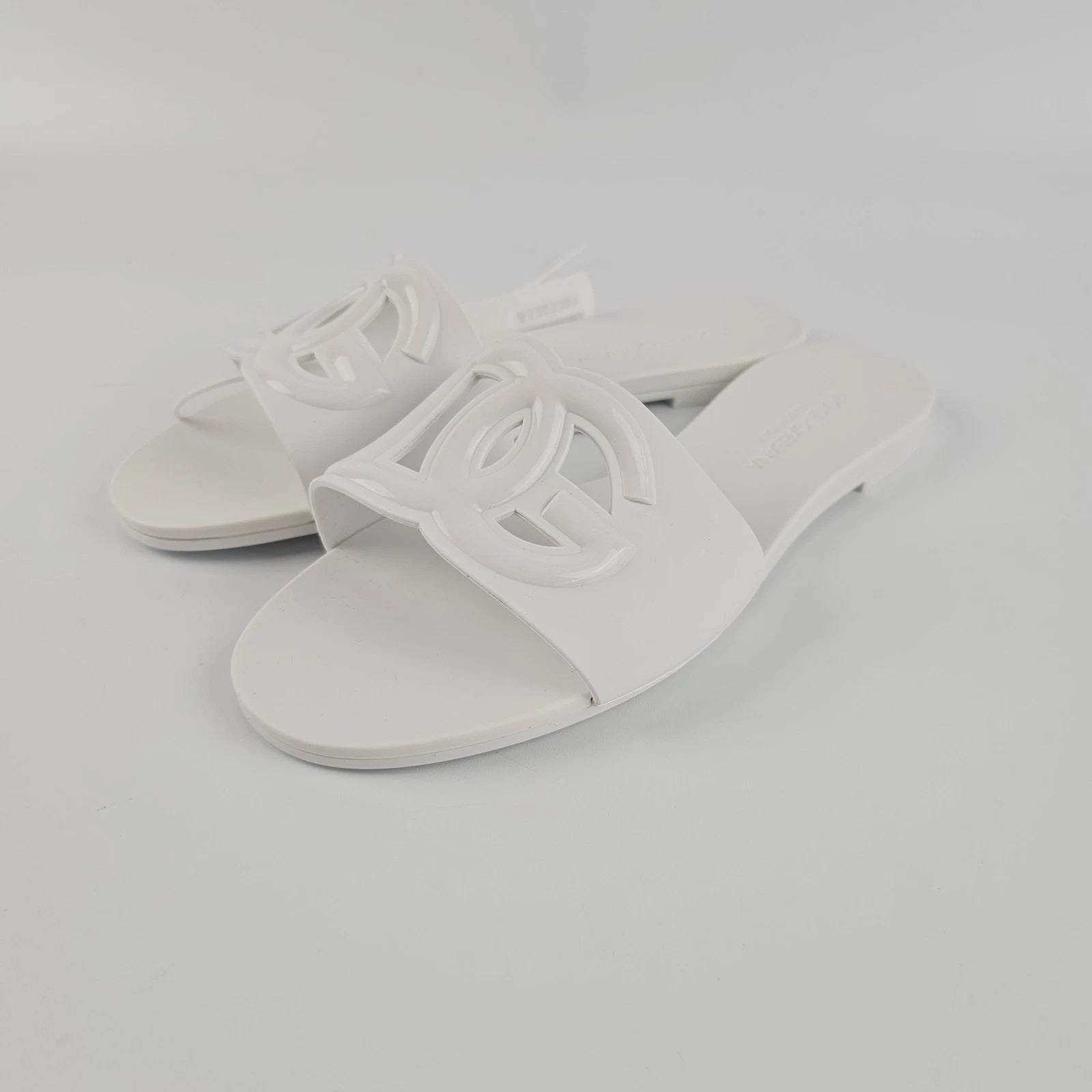 DOLCE&GABBANA Bianca White Slide Sandals New