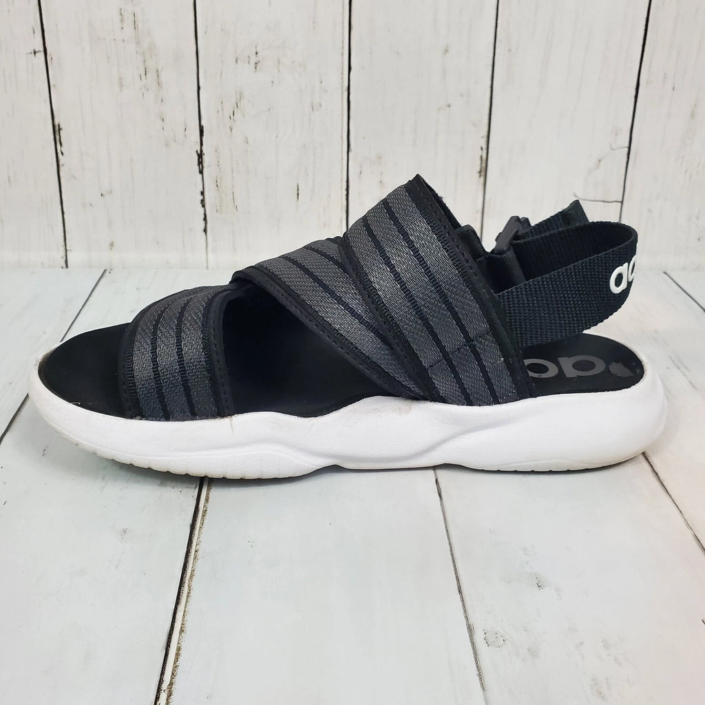 Adidas 90s Style Sandal Slides Women's Size 7 Black White Comfy Straps Stretch