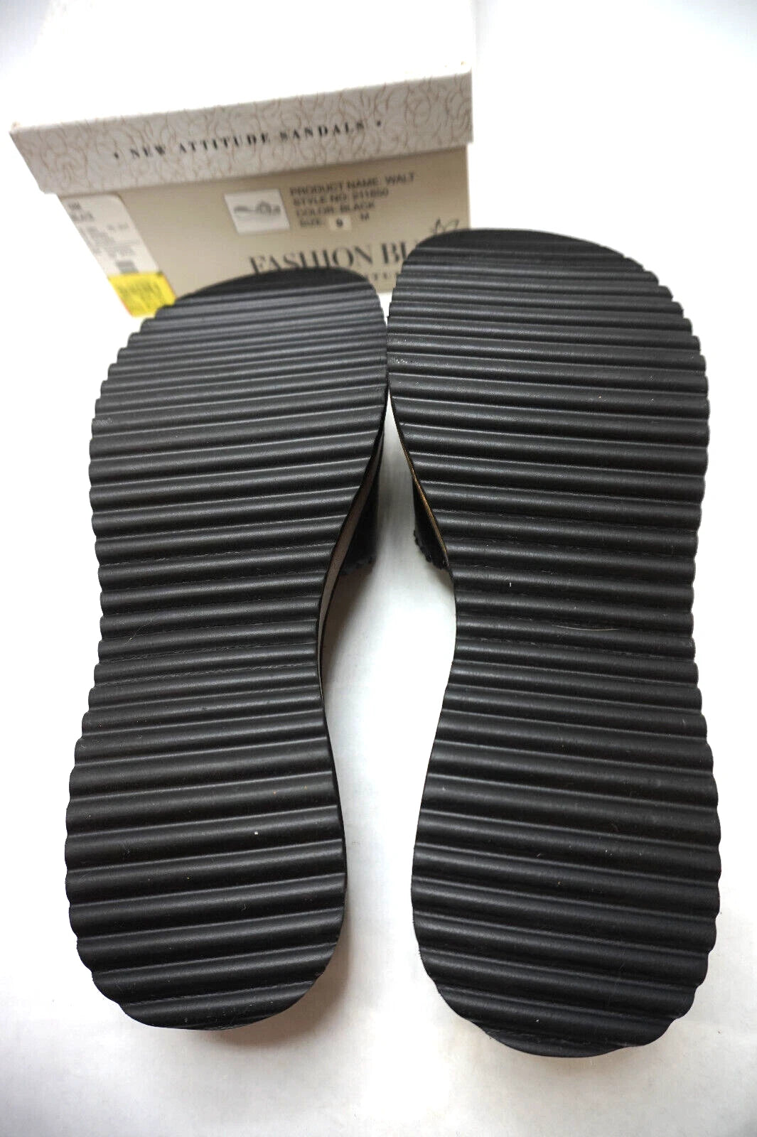 VINTAGE PLATFORM SANDALS FASHION BUG NEW ATTITUDE BLACK WOMENS 9 SHOES NEW BOX
