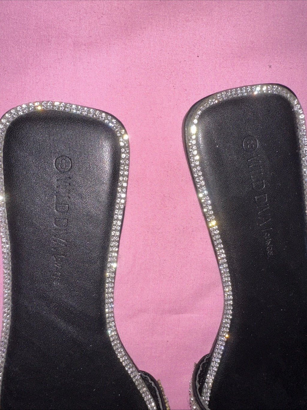 Fashion nova silver rhinestone sandals slide size 8